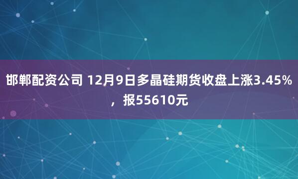 邯郸配资公司 12月9日多晶硅期货收盘上涨3.45%,报55610元