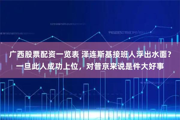 广西股票配资一览表 泽连斯基接班人浮出水面？一旦此人成功上位，对普京来说是件大好事